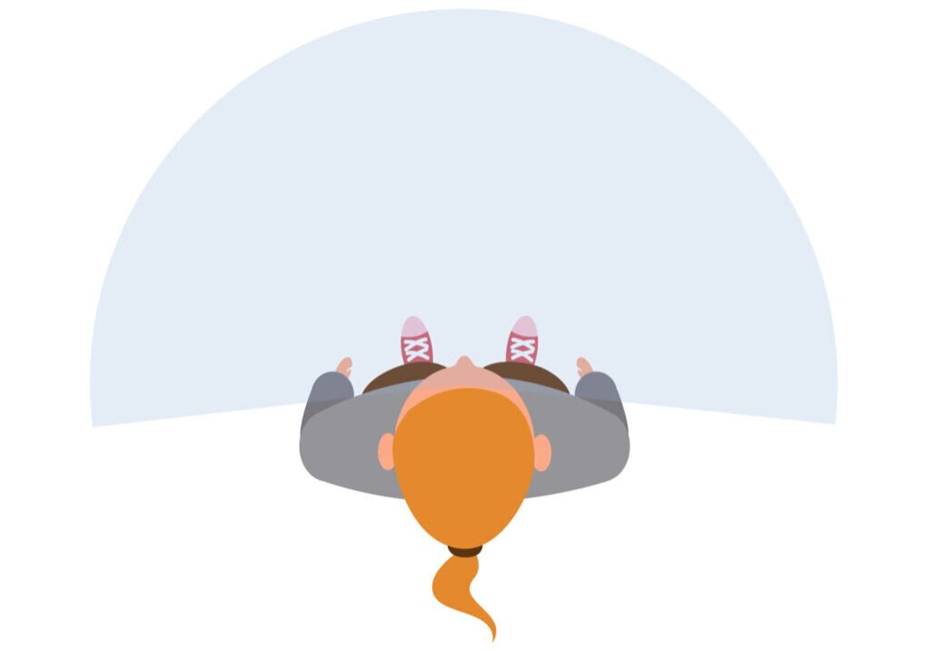 Illustration of a person's 180-degree visual field